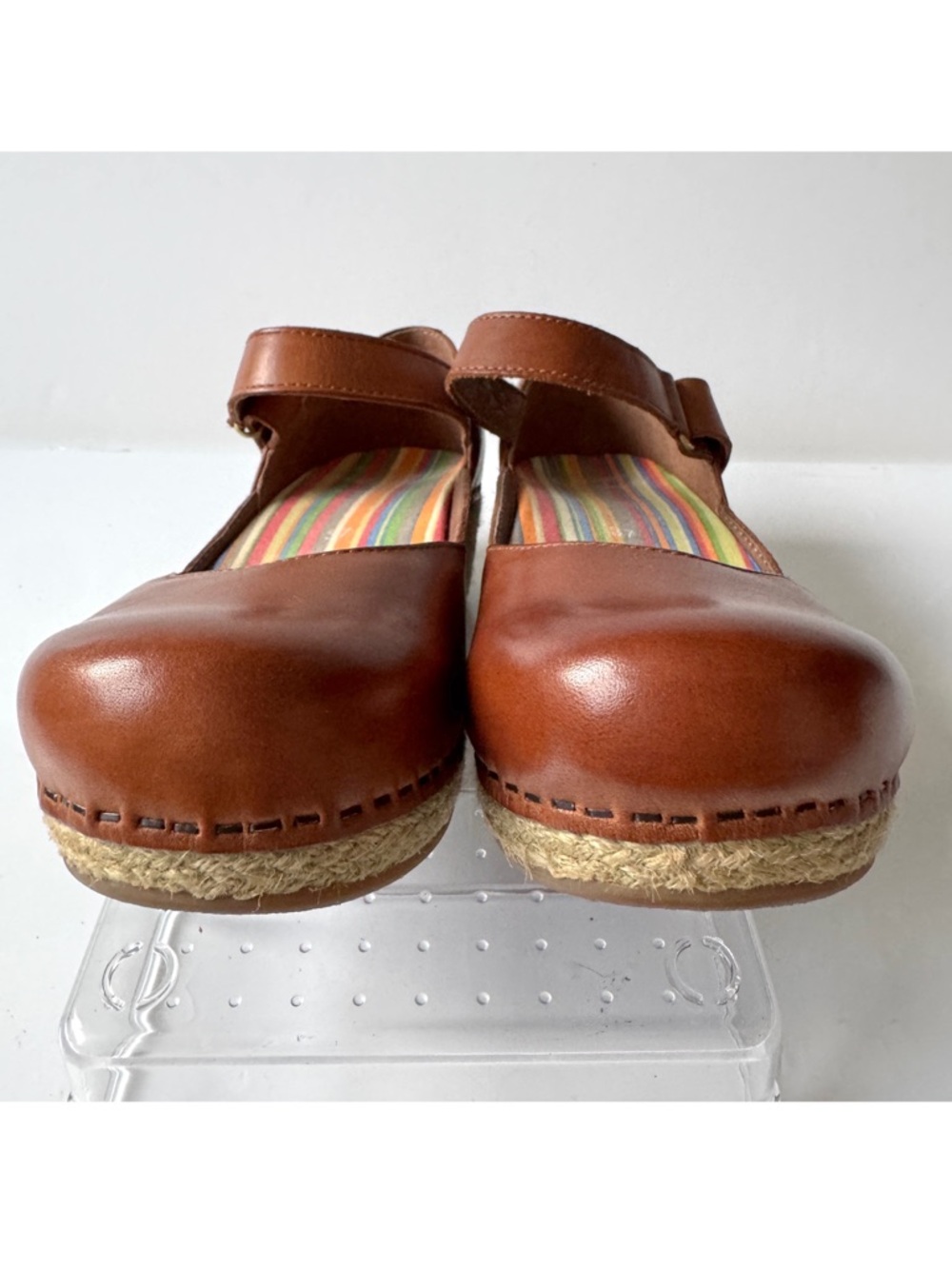 Dansko Jute Maryjane Full Grain Brown Leather Clogs Size 37 - Picture 6 of 10